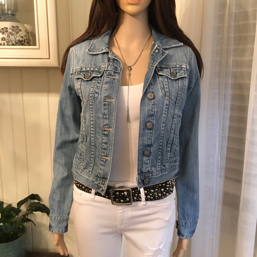 NWOT A & E  LIGHT BLUE STRIPED DETAIL DENIM - Picture 3 of 12